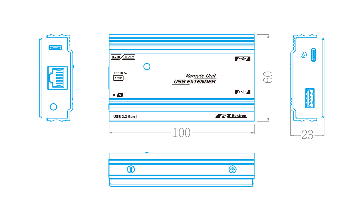 USB 3.2 Gen 1 Extender support PD function and 100M - RX USB 3.2 Gen 1 Extender support PD function and 100M - RX